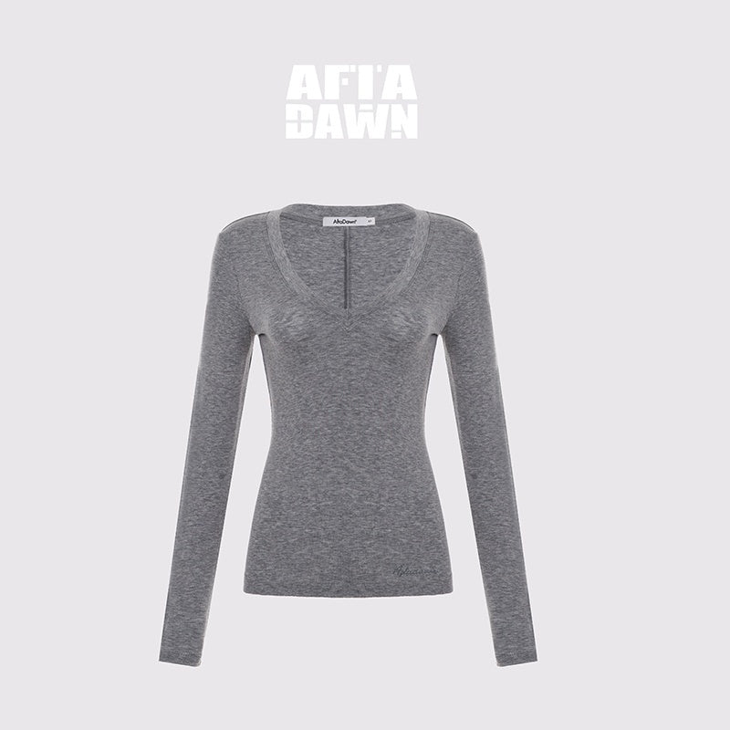 AFTADAWN_Ruched_V-neck_Lyocell_Wool_Women&