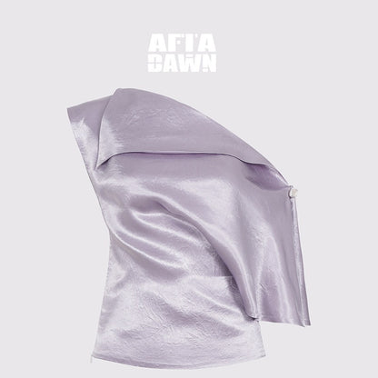 AFTADAWN_Satin_Asymmetric_One_Sleeve_Button_Waist_Women&