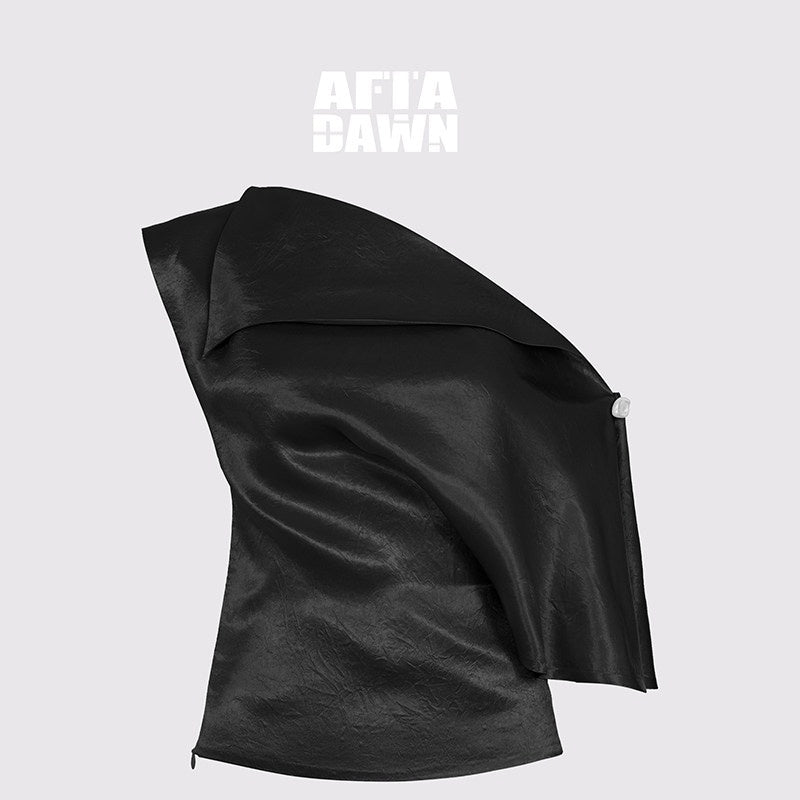 AFTADAWN_Satin_Asymmetric_One_Sleeve_Button_Waist_Women&