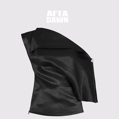 AFTADAWN_Satin_Asymmetric_One_Sleeve_Button_Waist_Women&
