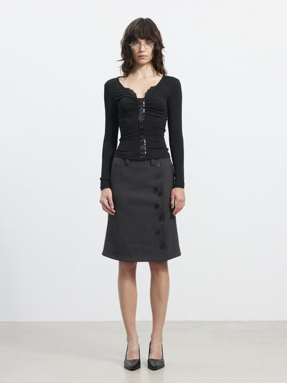 AFTADAWN Sequin Lace Ruched Deep V Slim Women&