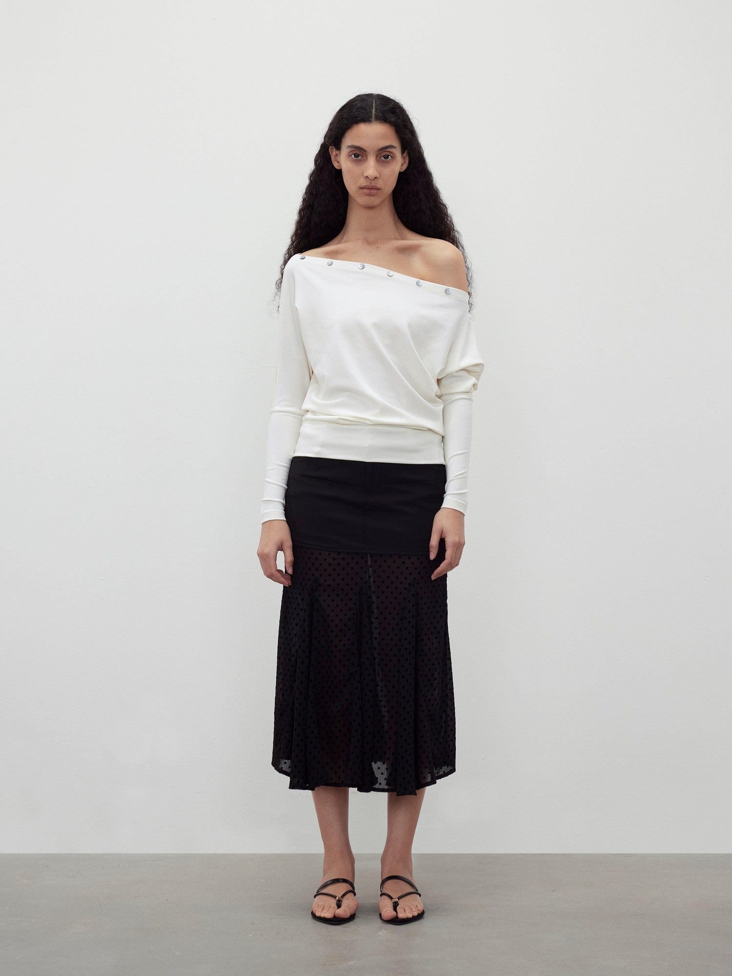 AFTADAWN Shaped Asymmetric One Shoulder Button Women&