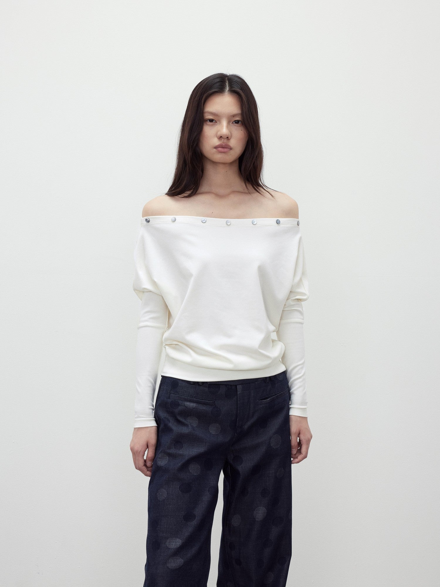 AFTADAWN Shaped Asymmetric One Shoulder Button Women&