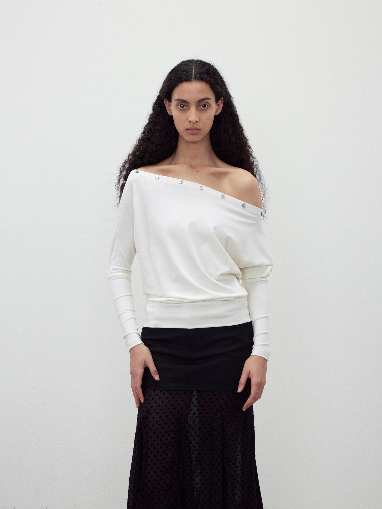 AFTADAWN Shaped Asymmetric One Shoulder Button Women&