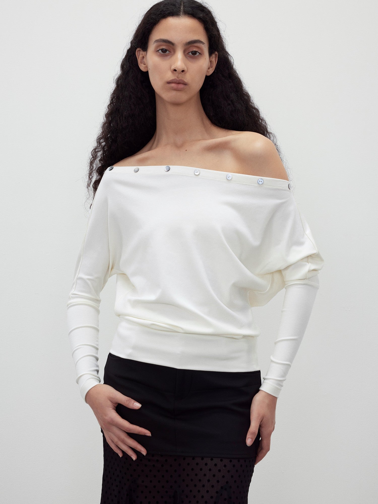 AFTADAWN Shaped Asymmetric One Shoulder Button Women&