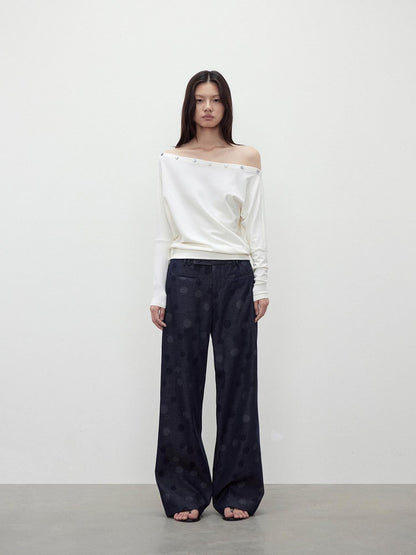 AFTADAWN Shaped Asymmetric One Shoulder Button Women&