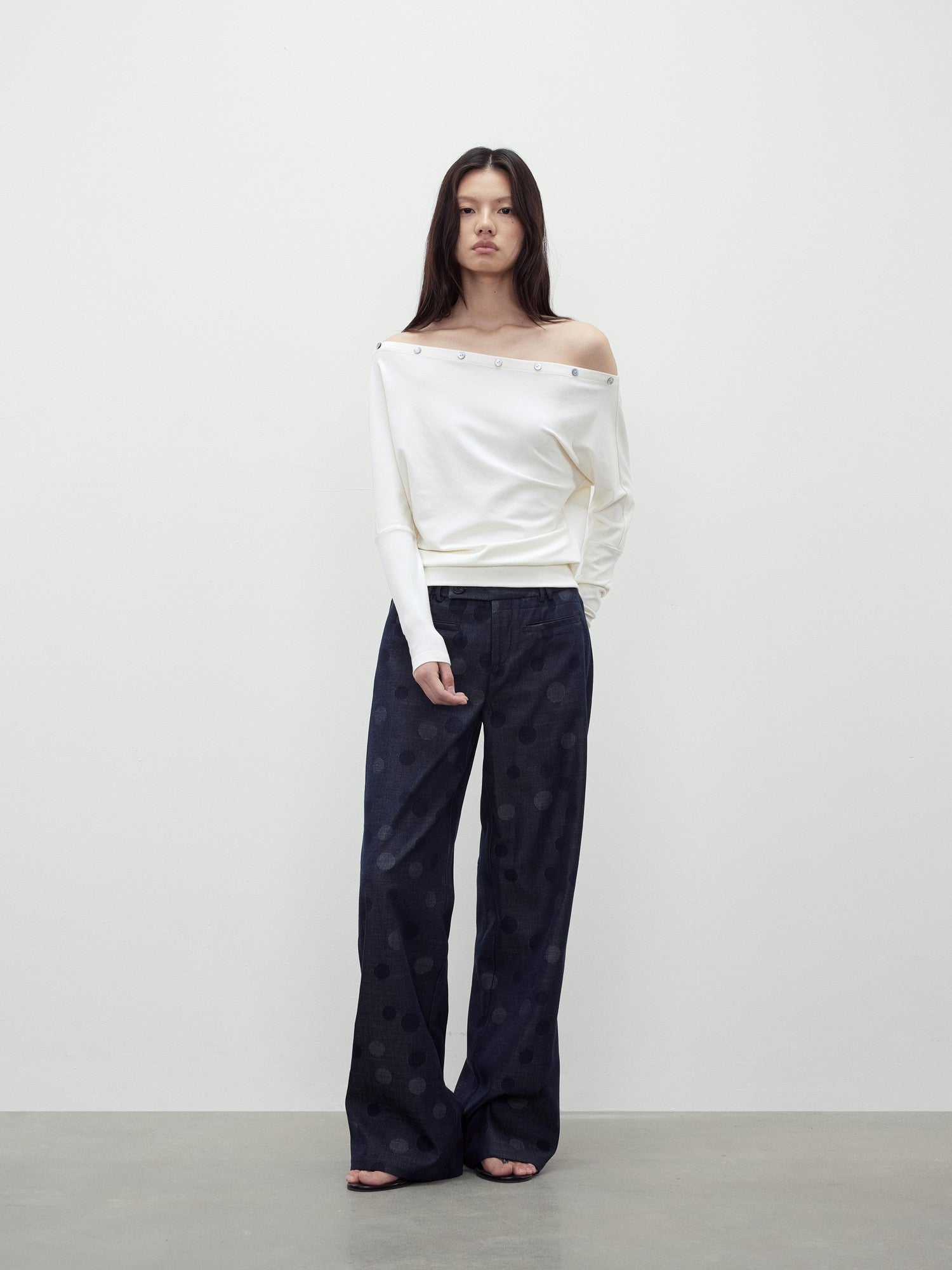 AFTADAWN Shaped Asymmetric One Shoulder Button Women&
