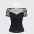 AFTADAWN_Sheer_Mesh_Pleated_Faux_Two_Piece_V-neck_Women&