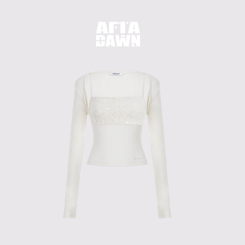AFTADAWN_Shimmer_Sequin_Embroidered_Lace_Square_Neck_Slim_Women&
