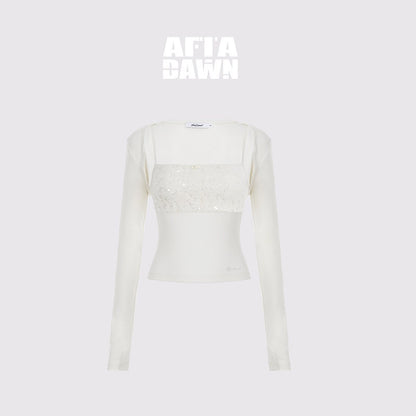 AFTADAWN_Shimmer_Sequin_Embroidered_Lace_Square_Neck_Slim_Women&