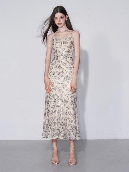 AFTADAWN Shimmering Sequin Print Spaghetti Strap Women&