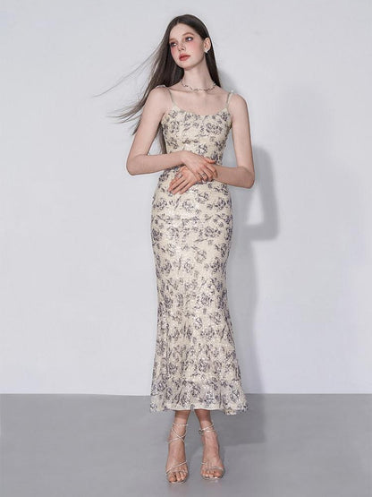 AFTADAWN Shimmering Sequin Print Spaghetti Strap Women&