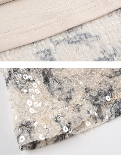 AFTADAWN Shimmering Sequin Print Spaghetti Strap Women&