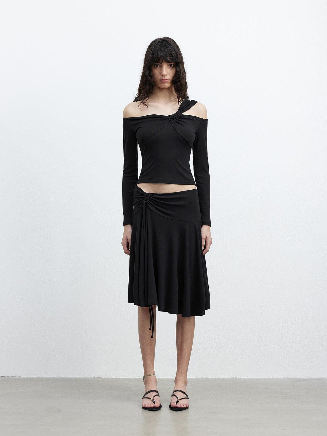 AFTADAWN Side Knot Ruched One Shoulder Spliced Women&