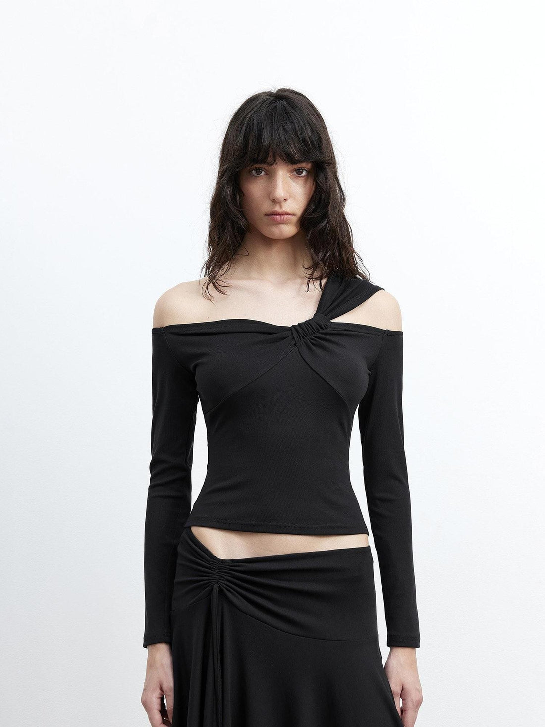 AFTADAWN Side Knot Ruched One Shoulder Spliced Women&