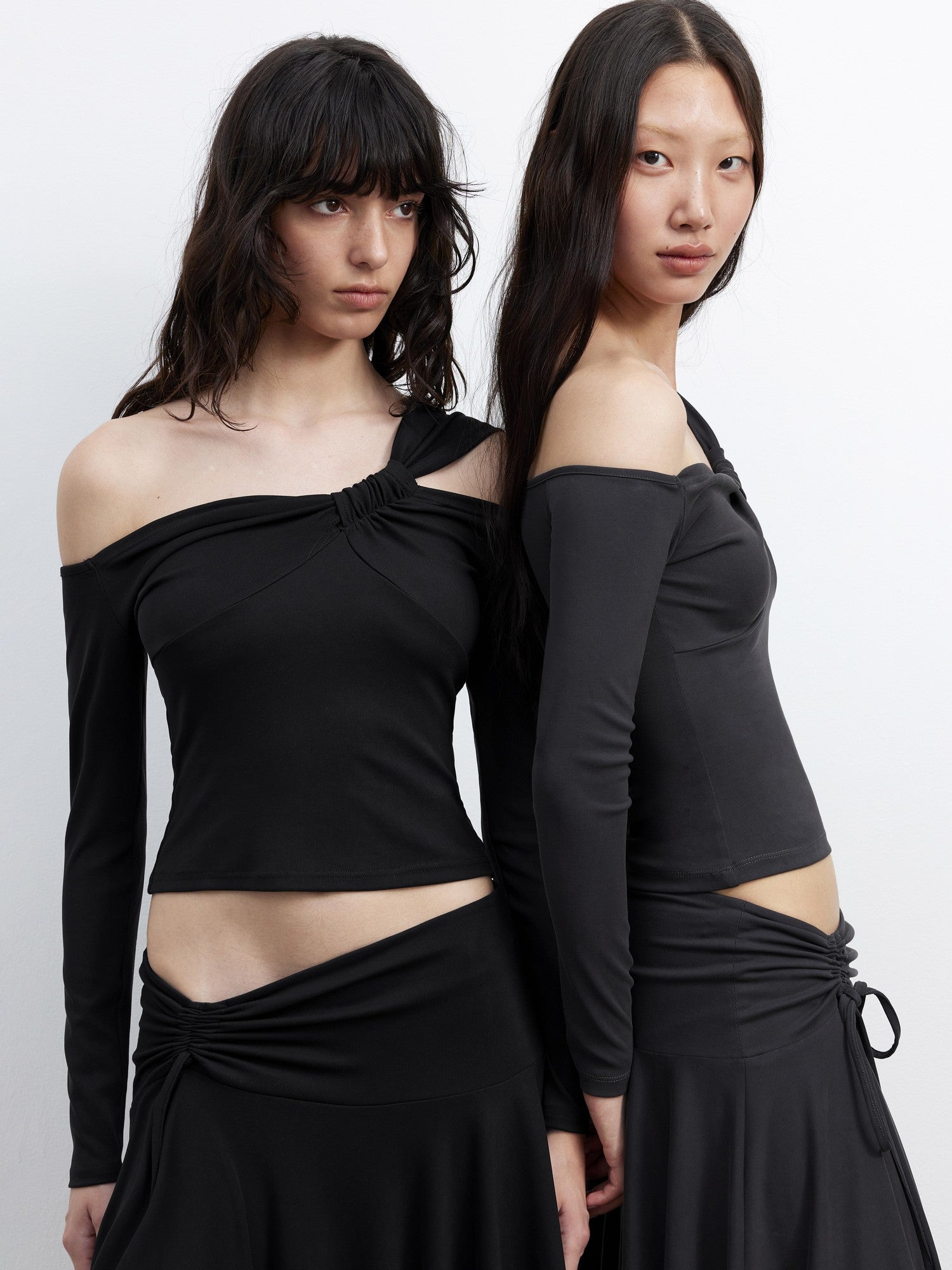 AFTADAWN Side Knot Ruched One Shoulder Spliced Women&