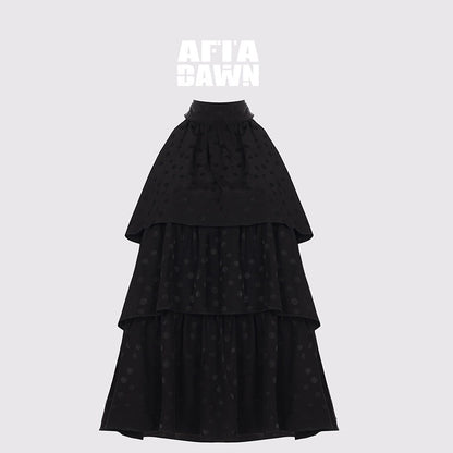 AFTADAWN_Silky_Satin_Polka_Dot_Layered_Ruffle_High_Neck_Women&
