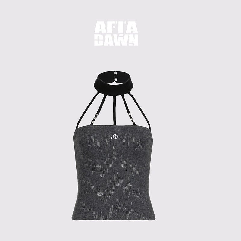 AFTADAWN_Silver_Foil_Embroidered_Halter_Slim_Women&