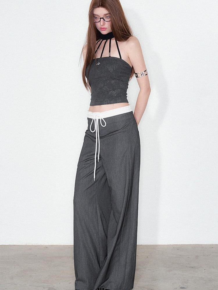 AFTADAWN Silver Foil Embroidered Halter Slim Women&
