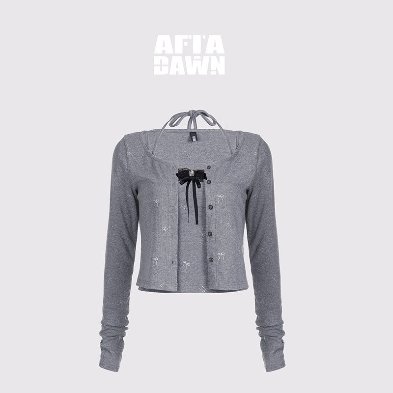 AFTADAWN_Silver_Foil_Print_Bow_Tie_Removable_Straps_Women&
