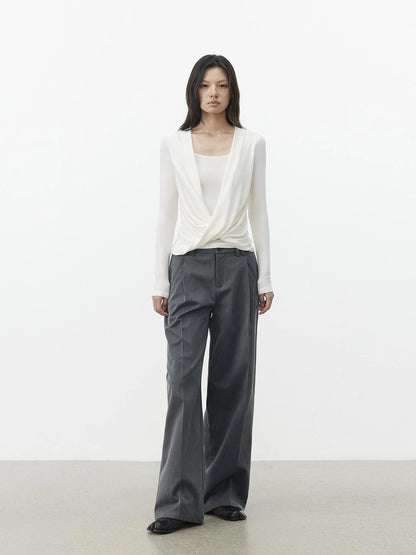 AFTADAWN Single Pleat Merino Wool Blend Trousers Pants