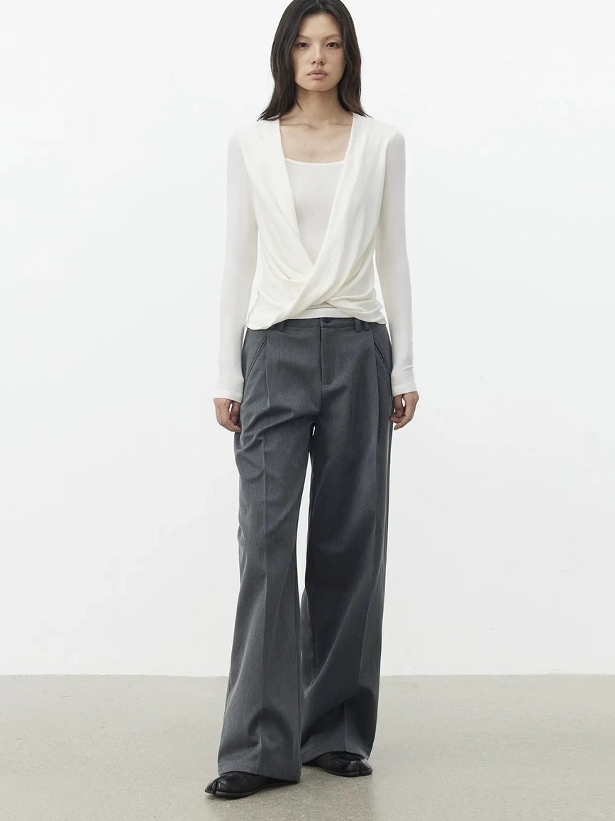 AFTADAWN Single Pleat Merino Wool Blend Trousers Pants