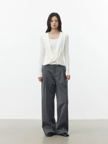 AFTADAWN Single Pleat Merino Wool Blend Trousers Pants