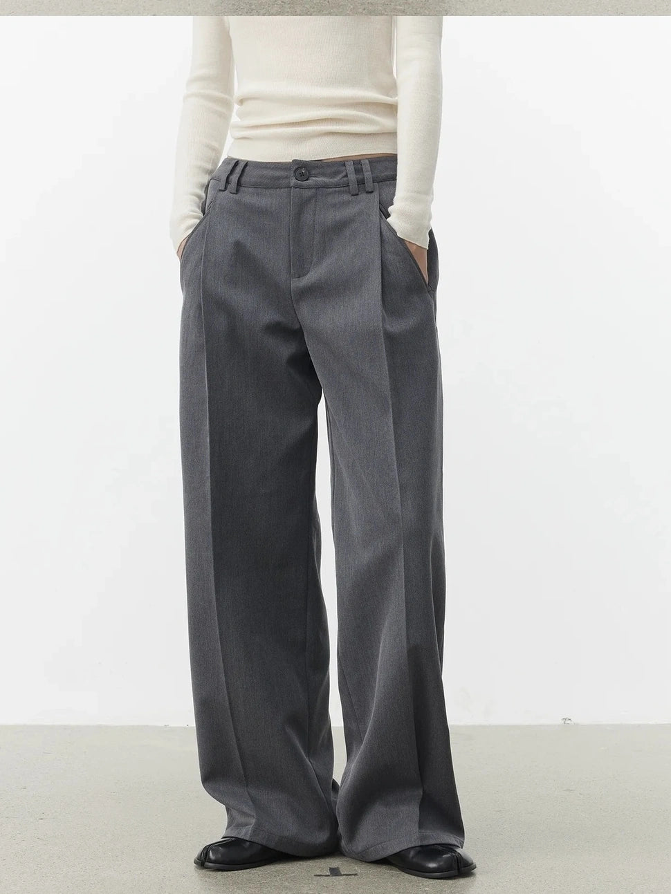AFTADAWN Single Pleat Merino Wool Blend Trousers Pants