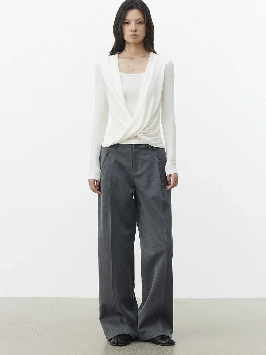 AFTADAWN Single Pleat Merino Wool Blend Trousers Pants
