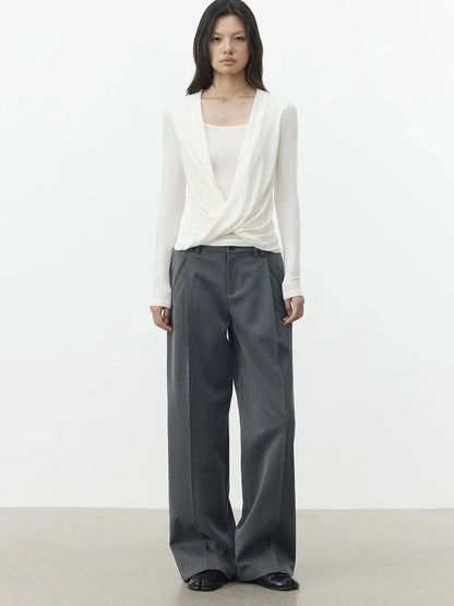 AFTADAWN Single Pleat Merino Wool Blend Trousers Pants