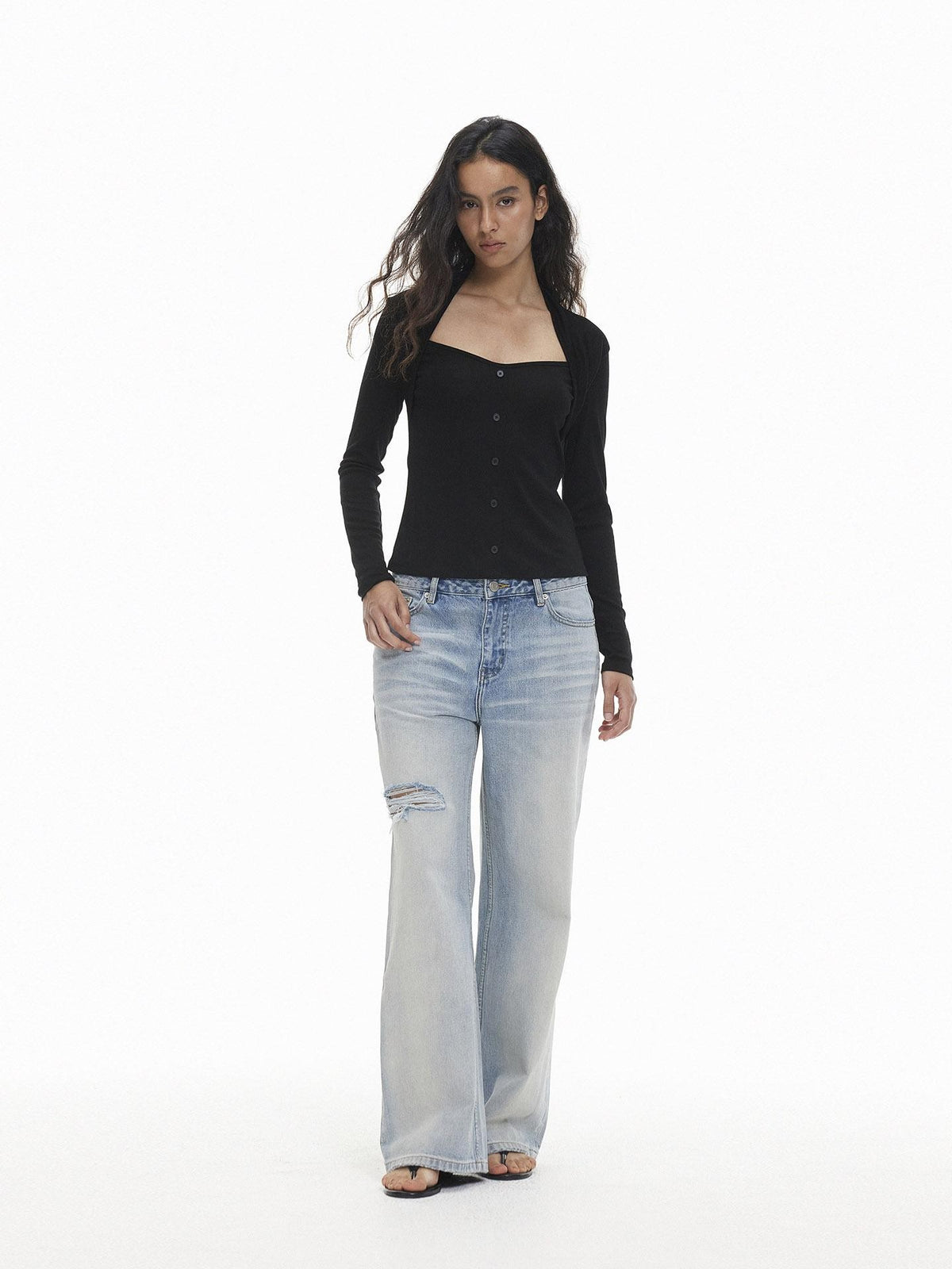 AFTADAWN Slim Fit Button Front Square Neck Tencel Women&