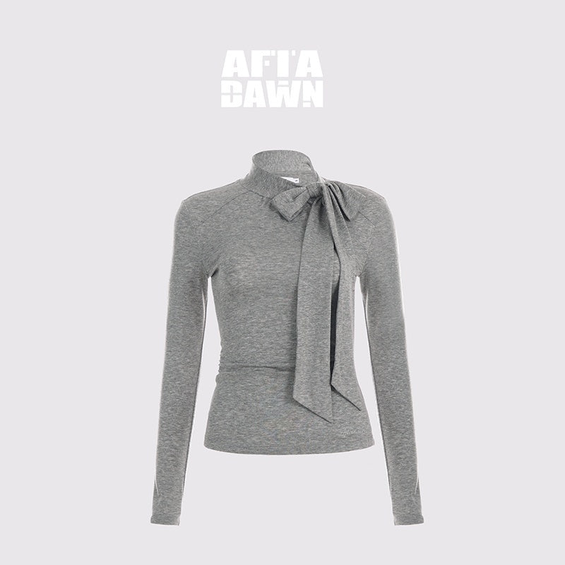 AFTADAWN_Slim_Fit_Lace_Up_Mock_Neck_Lyocell_Wool_Women&