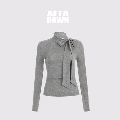 AFTADAWN_Slim_Fit_Lace_Up_Mock_Neck_Lyocell_Wool_Women&