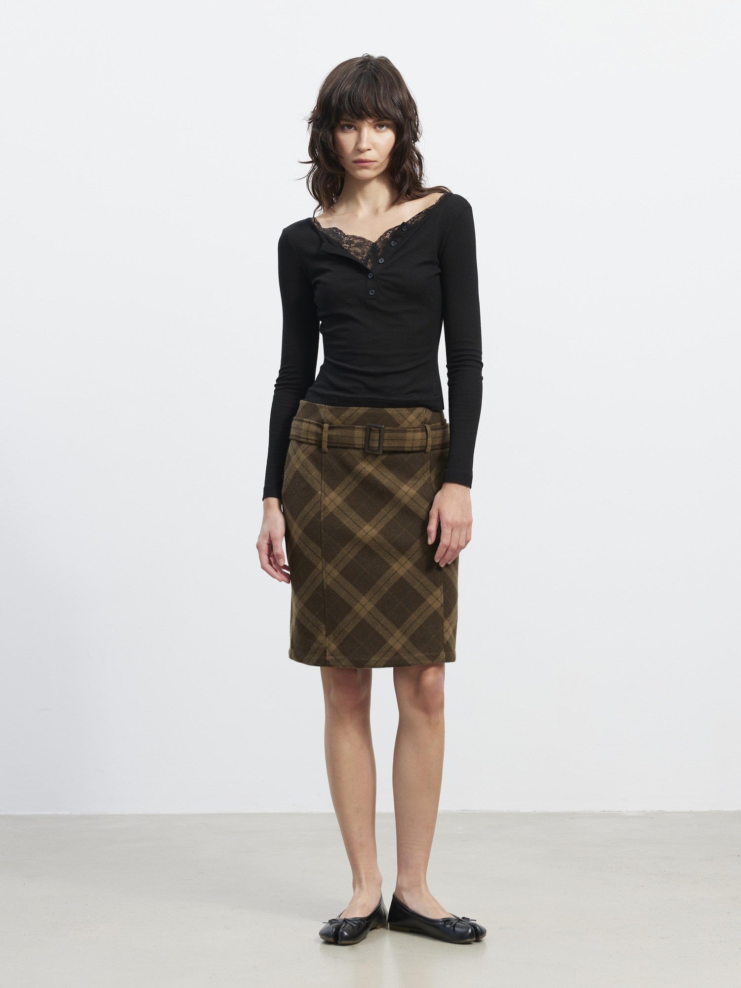 AFTADAWN Slim Lace Spliced V-neck Women&