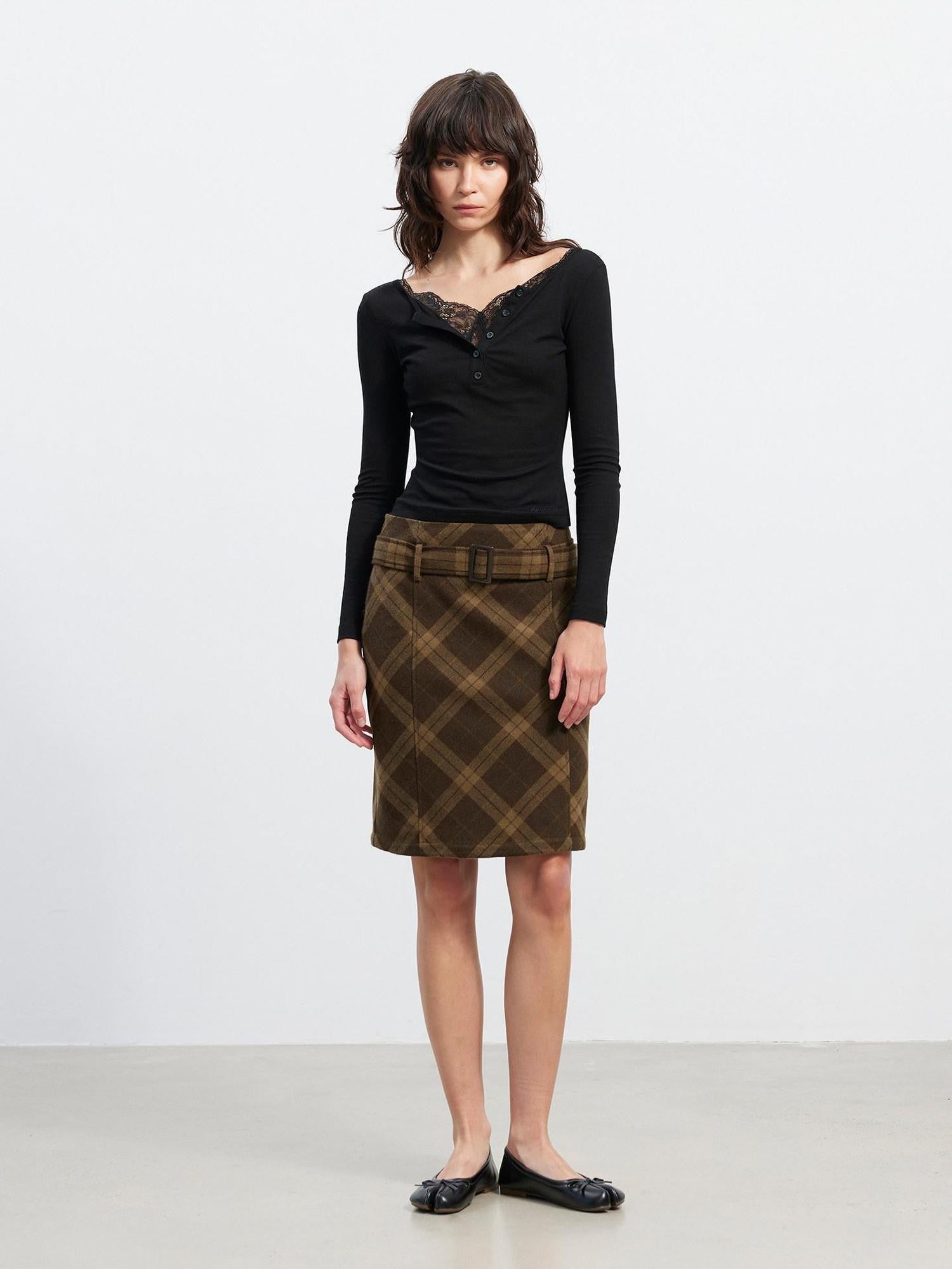 AFTADAWN Slim Lace Spliced V-neck Women&