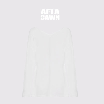 AFTADAWN_Snowflake_Asymmetric_Shoulder_V-neck_Women&
