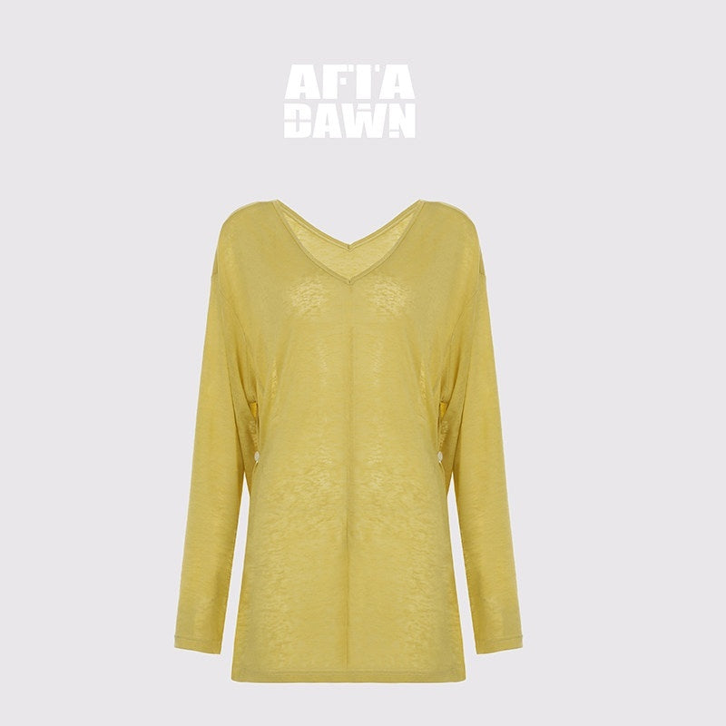 AFTADAWN_Snowflake_Asymmetric_Shoulder_V-neck_Women&