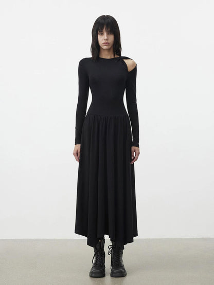 AFTADAWN Soft Cotton Blend Hollow Out Sleeve Dress Dresses