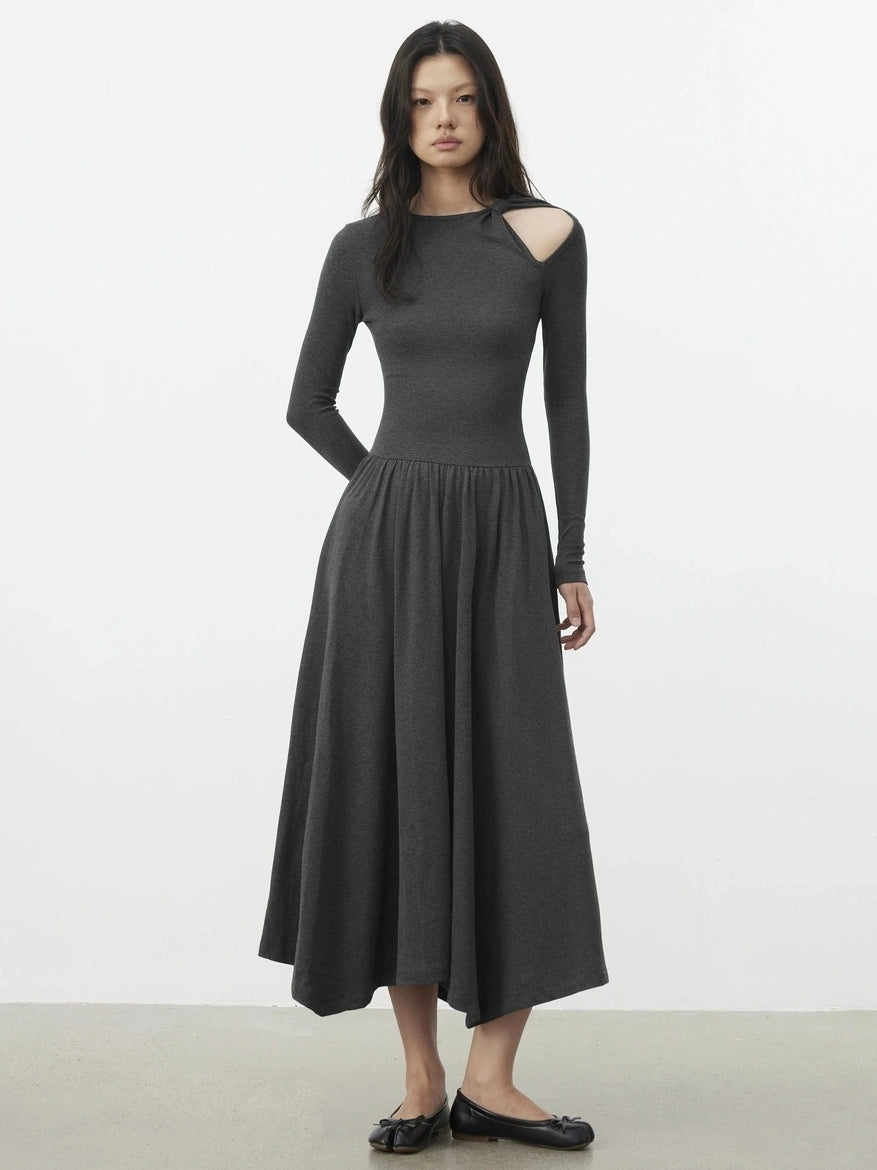 AFTADAWN Soft Cotton Blend Hollow Out Sleeve Dress Dresses