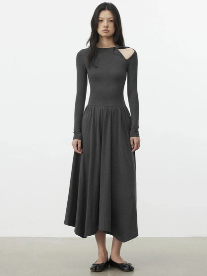 AFTADAWN Soft Cotton Blend Hollow Out Sleeve Dress Dresses