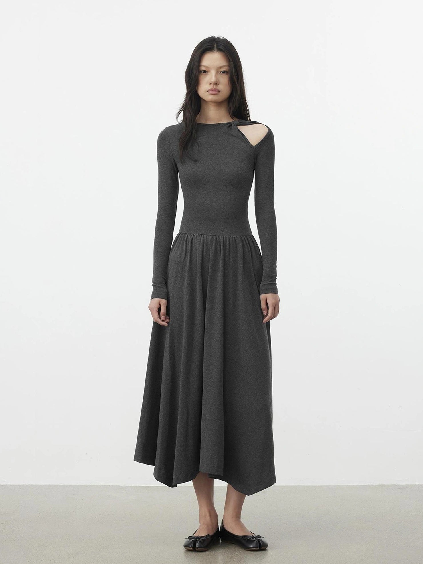 AFTADAWN Soft Cotton Blend Hollow Out Sleeve Dress Dresses