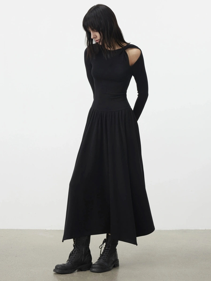 AFTADAWN Soft Cotton Blend Hollow Out Sleeve Dress Dresses