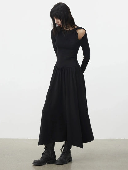 AFTADAWN Soft Cotton Blend Hollow Out Sleeve Dress Dresses