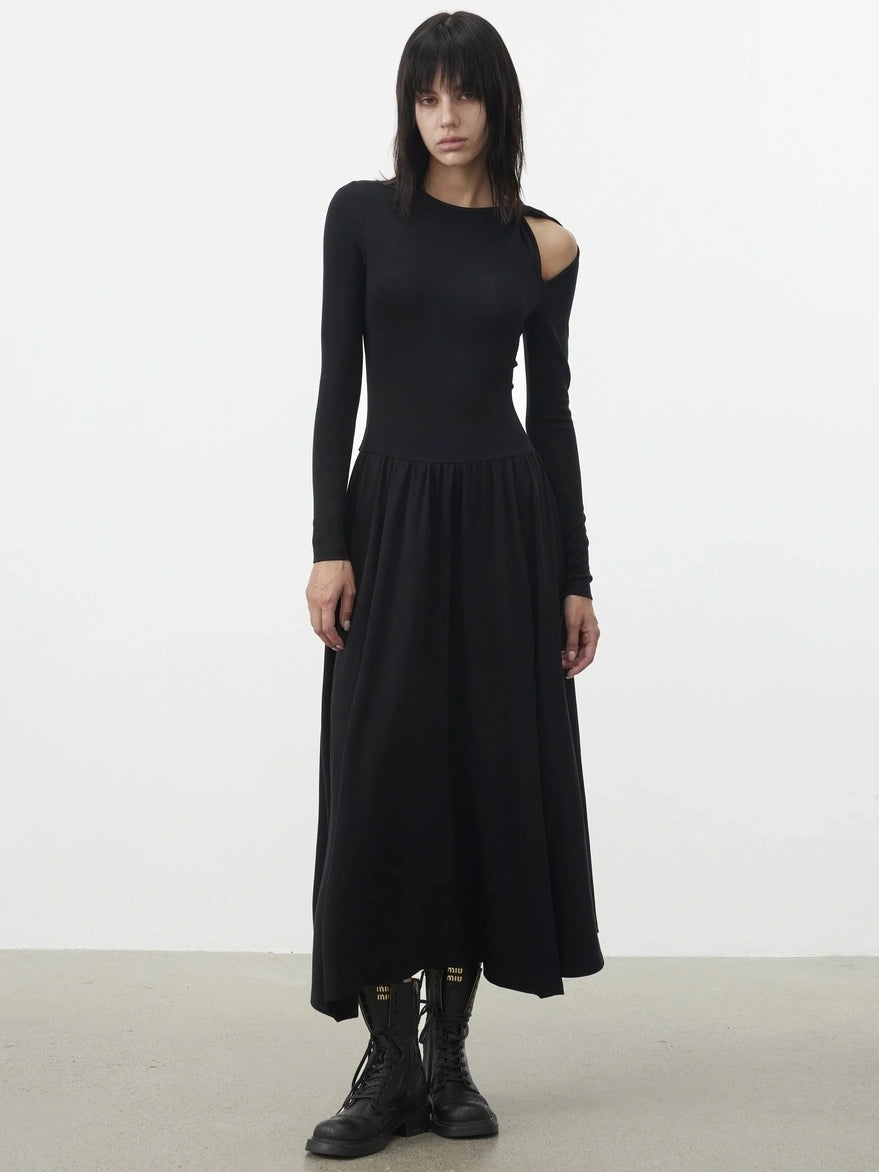 AFTADAWN Soft Cotton Blend Hollow Out Sleeve Dress Dresses