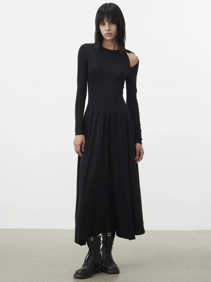 AFTADAWN Soft Cotton Blend Hollow Out Sleeve Dress Dresses