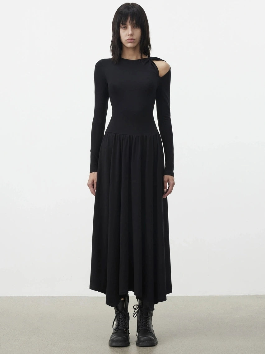 AFTADAWN Soft Cotton Blend Hollow Out Sleeve Dress Dresses