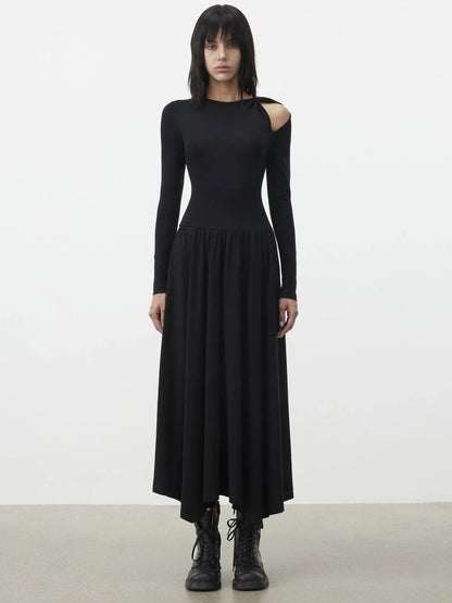 AFTADAWN Soft Cotton Blend Hollow Out Sleeve Dress Dresses