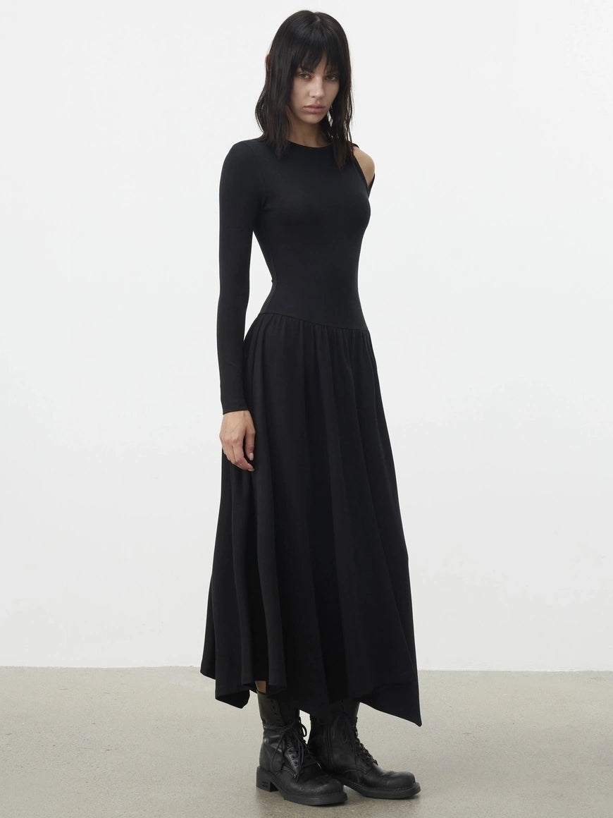 AFTADAWN Soft Cotton Blend Hollow Out Sleeve Dress Dresses