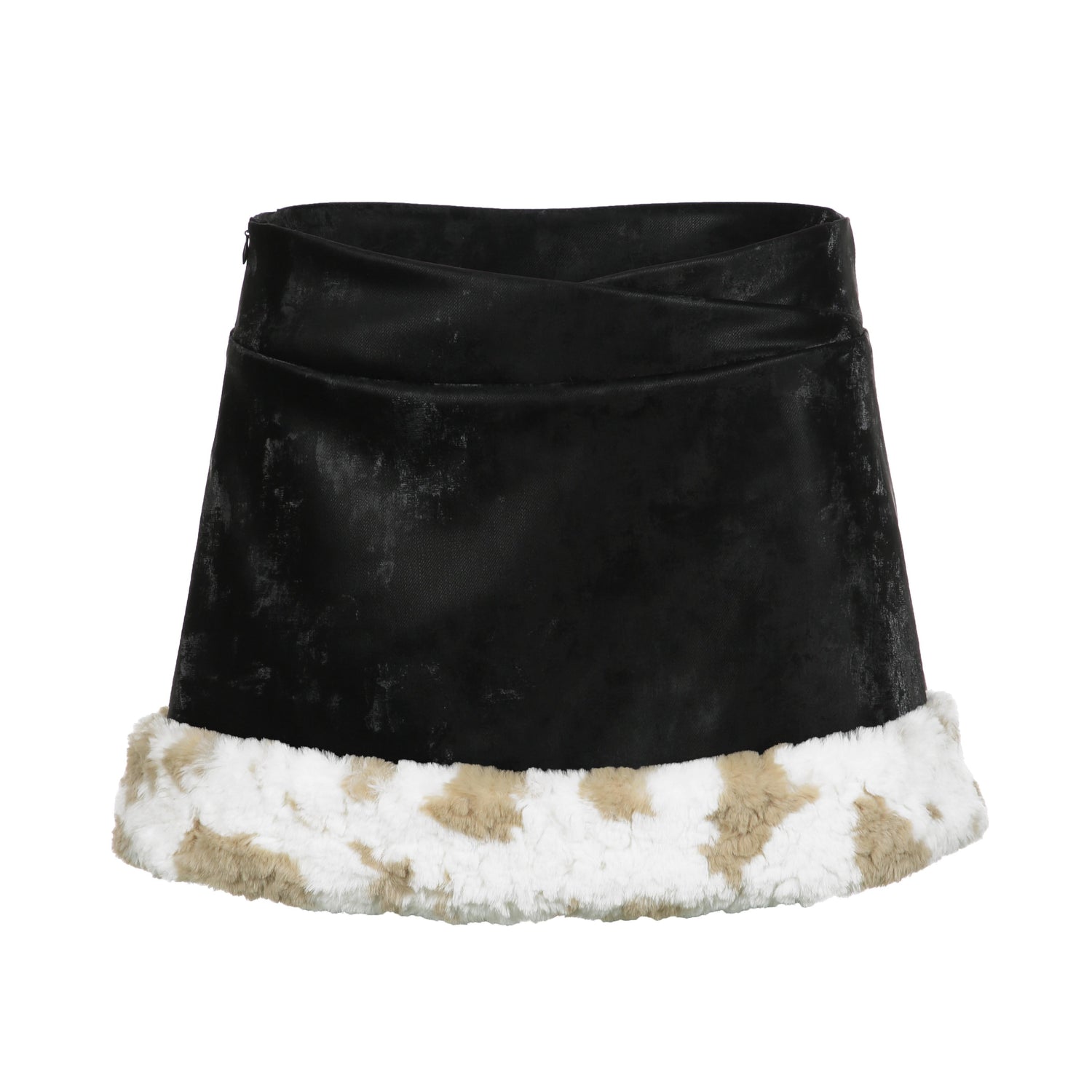 AFTADAWN_Soft_Fur_Collar_Detachable_Buckle_Double_Zipper_Colorblock_Women&