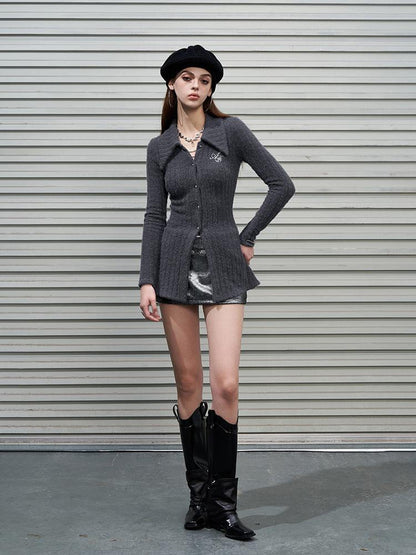 AFTADAWN Soft Mink Knit Shirt With Ribbed Texture